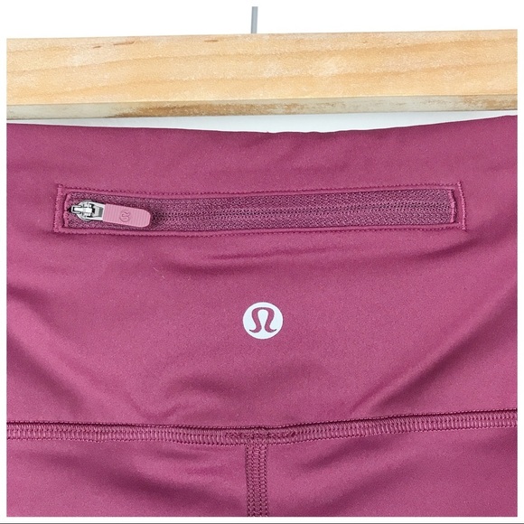 Lululemon Zip The Line Crop Leggings in Deep Ruby / Poppy Coral Size 8 - Picture 10 of 12